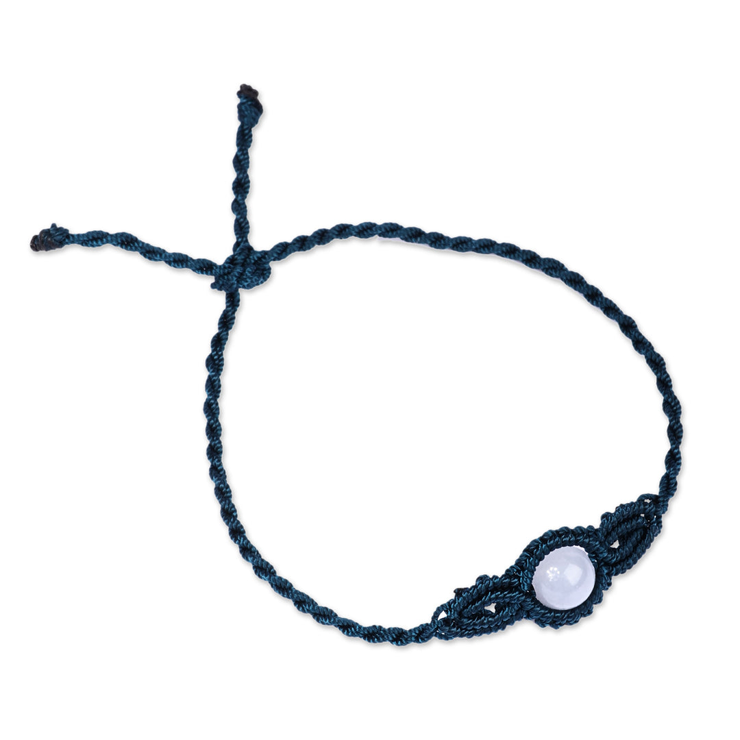 Handmade Dark Blue Cotton and Topaz Macrame Pendant Bracelet - Goddess of Sagaciousness