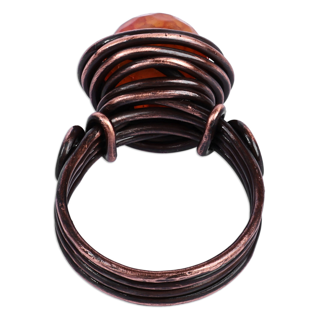 Antiqued Copper and Natural Citrine Single Stone Ring - Radiant Core