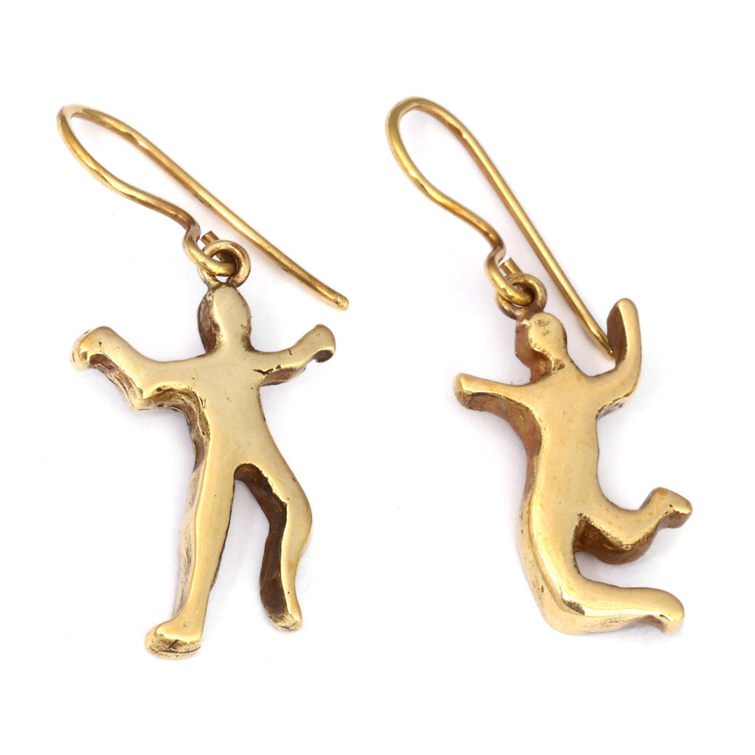 Dance-Themed Antiqued Brass Dangle Earrings from Armenia - Radiant Together