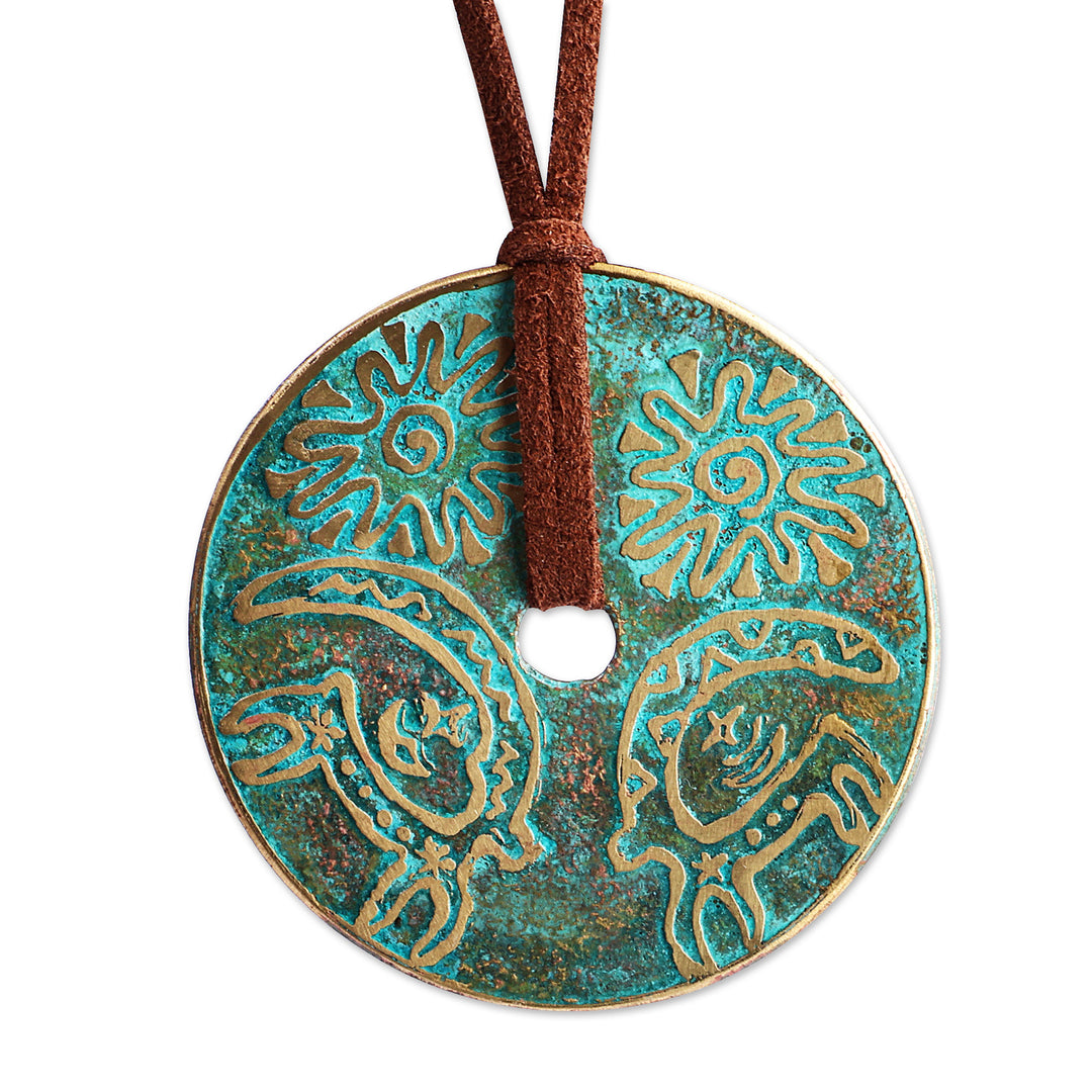 Brass Pendant Necklace with Armenian Goat Petroglyph Motif - Chic Petroglyphs
