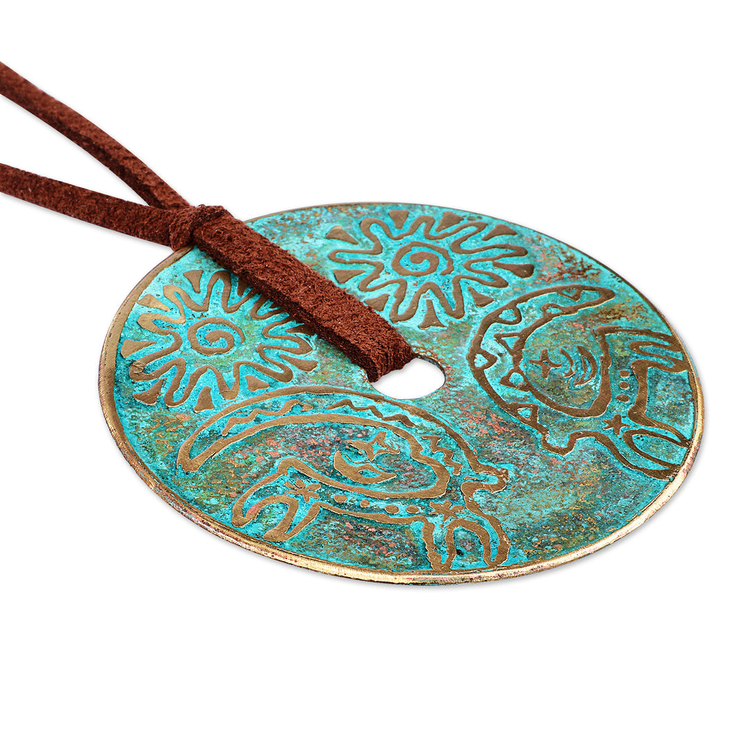 Brass Pendant Necklace with Armenian Goat Petroglyph Motif - Chic Petroglyphs
