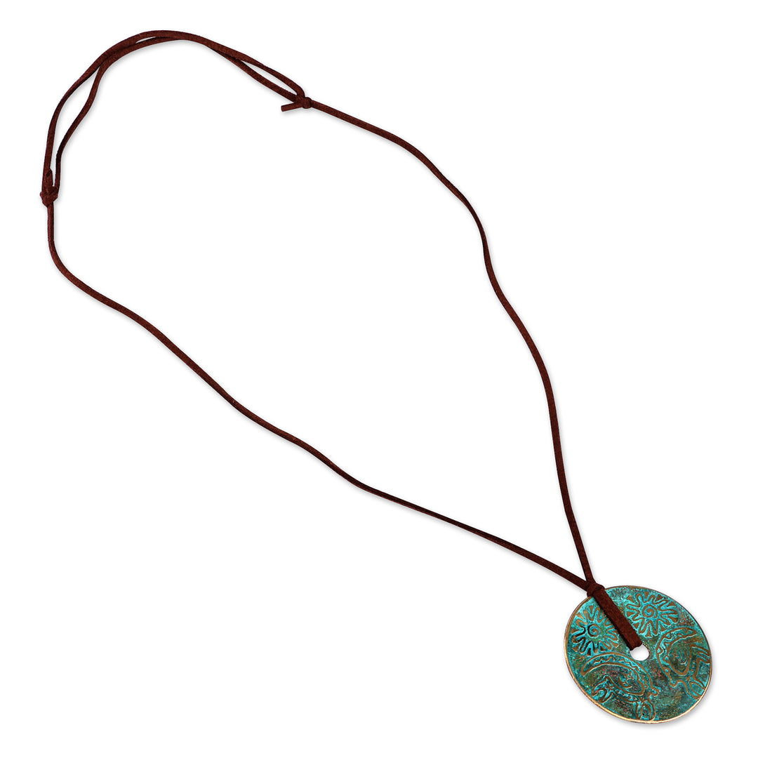 Brass Pendant Necklace with Armenian Goat Petroglyph Motif - Chic Petroglyphs