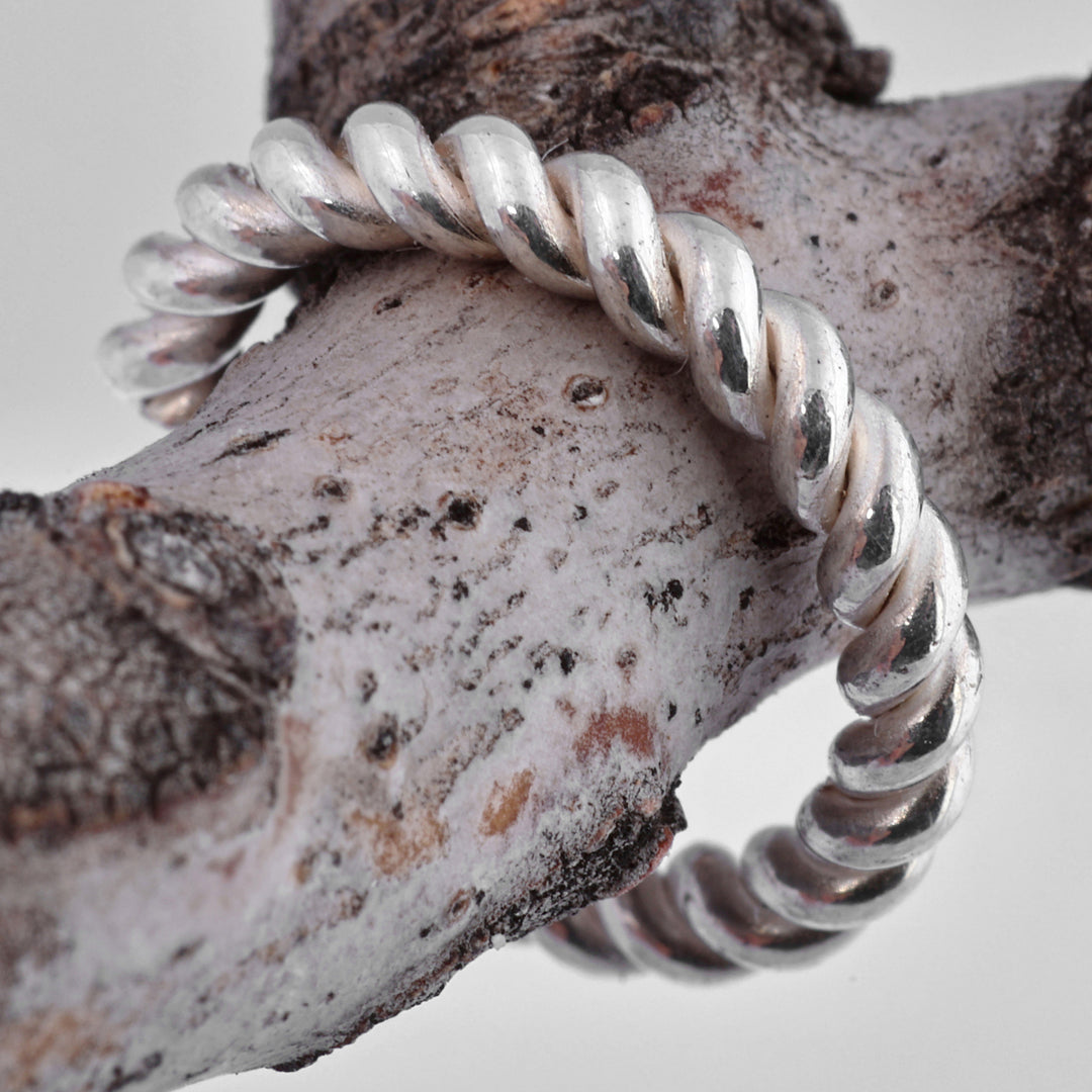 High-Polished Rope-Shaped Sterling Silver Ear Cuff - One Embrace