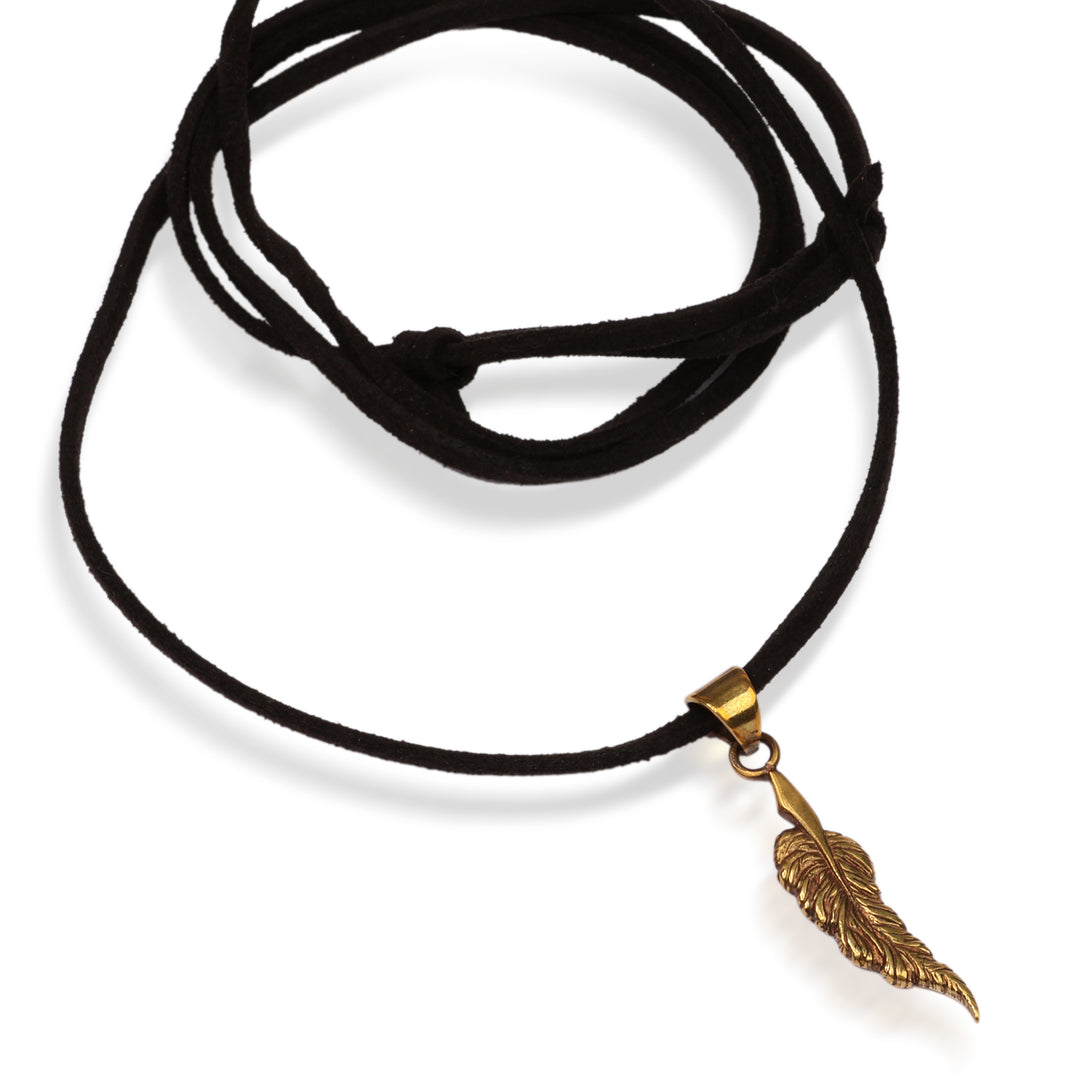 Armenian-Inspired Antiqued Brass Feather Pendant Necklace - Tribute of Freedom