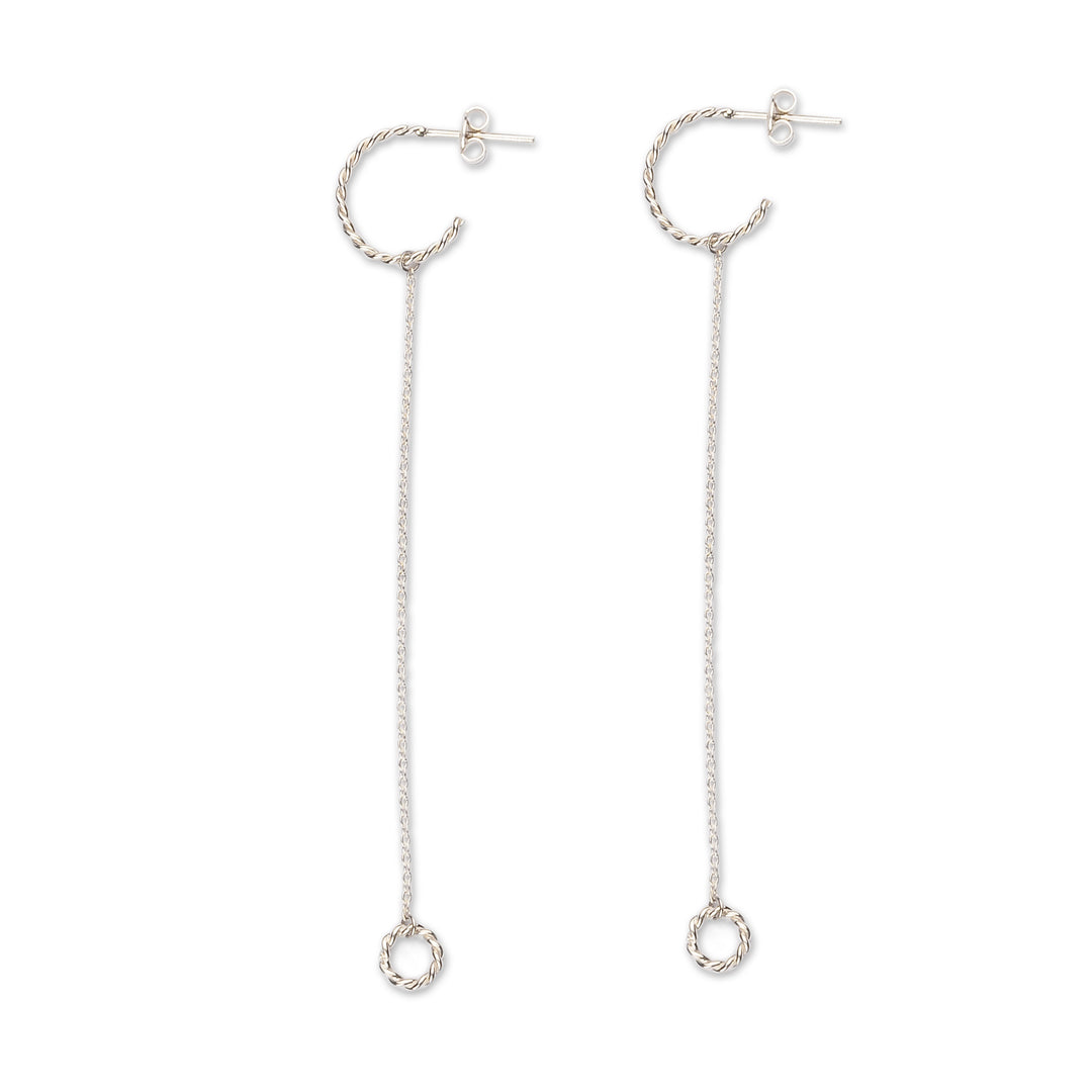 Braided Geometric Sterling Silver Dangle Earrings - Sophisticated Fate