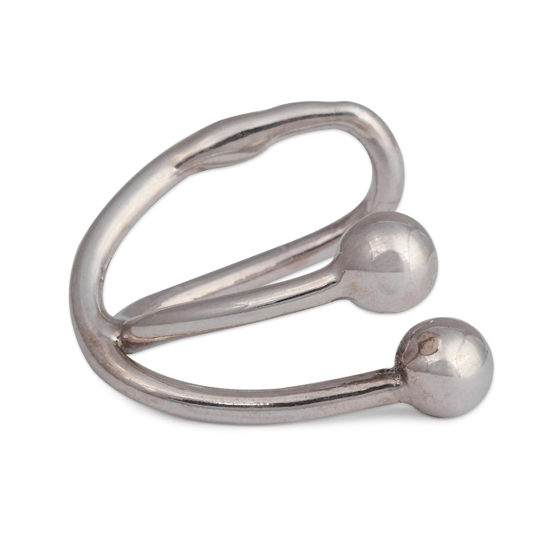 Modern High-Polished Sterling Silver Ear Cuff from Armenia - Dots of Destiny