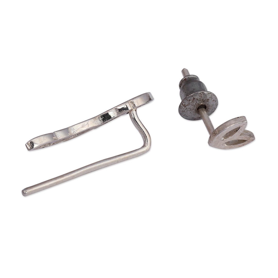Polished Nature-Inspired Leafy Sterling Silver Ear Climber - Favor of Nature