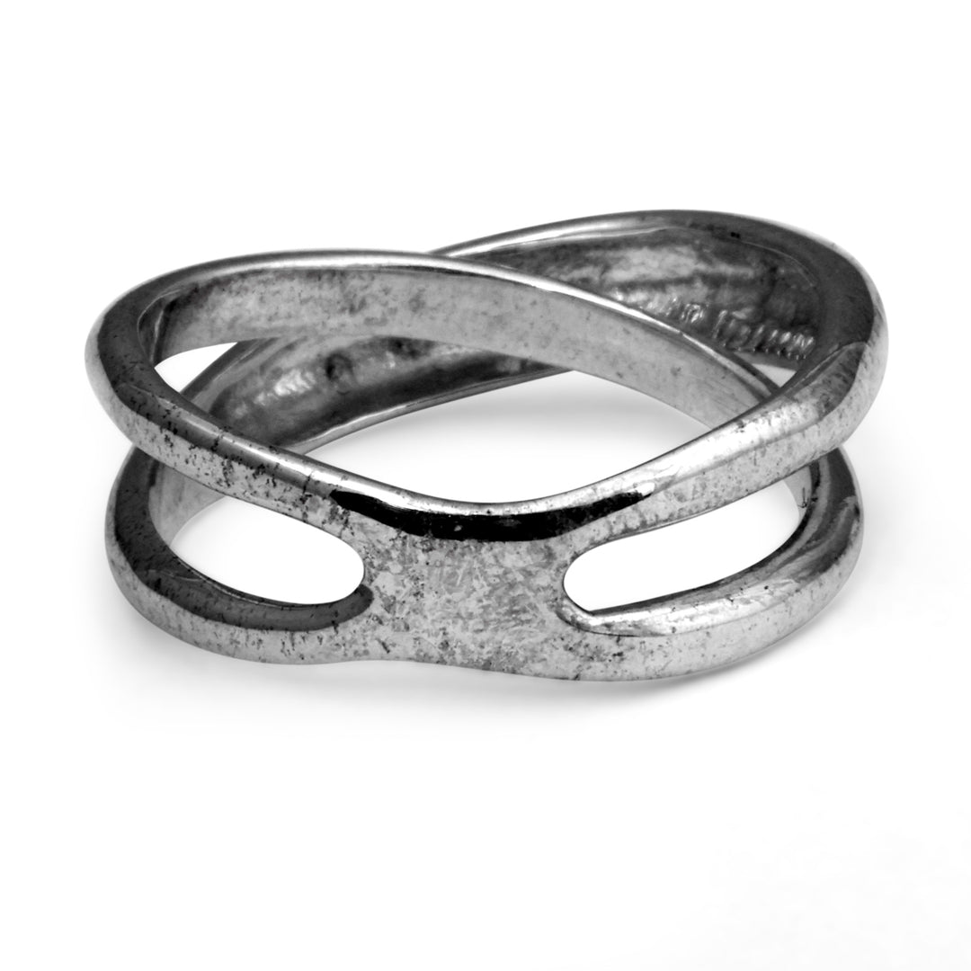 Handcrafted Modern High-Polished Sterling Silver Band Ring - Dual Destiny