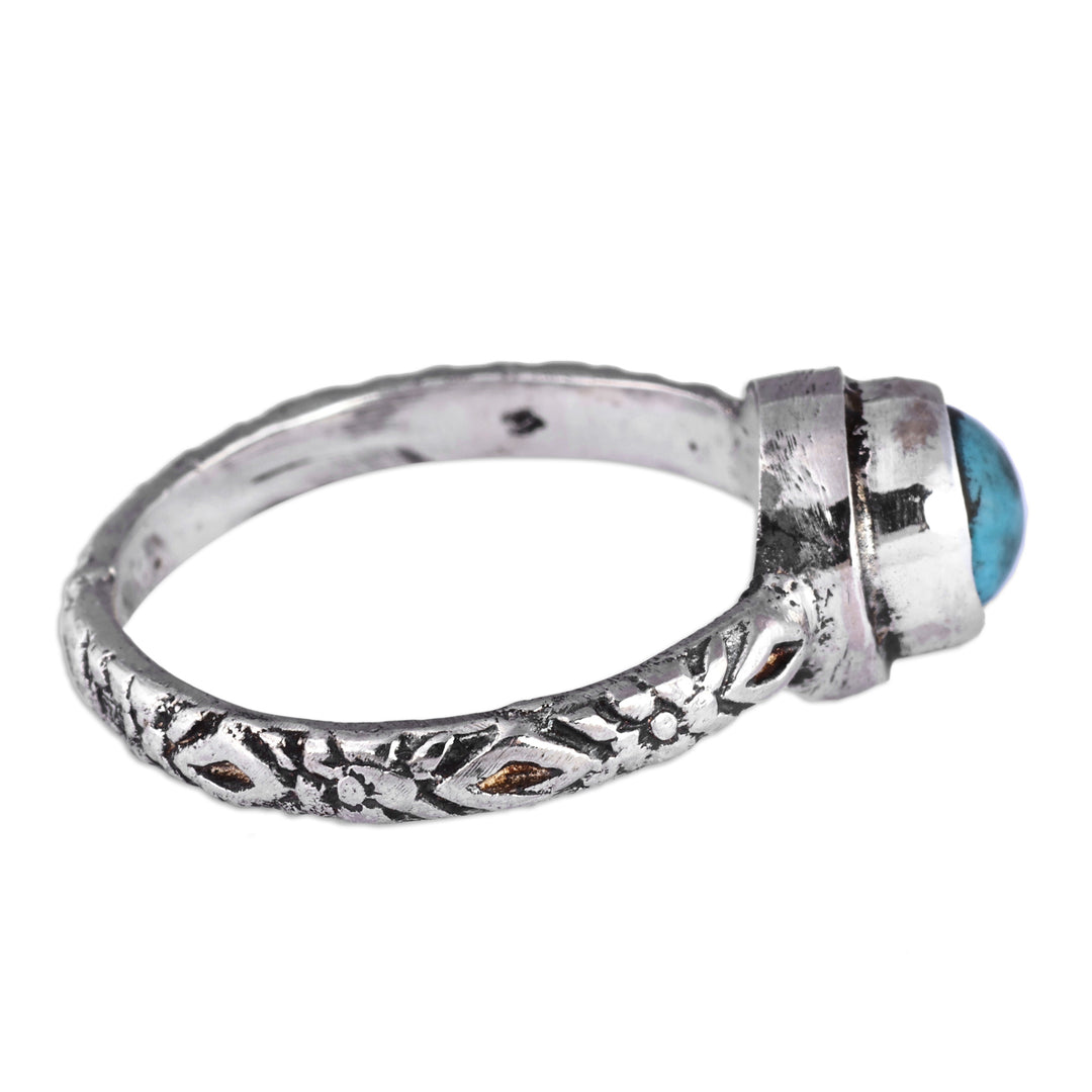 Sterling Silver Reconstituted Turquoise Single Stone Ring - Imperial Radiance