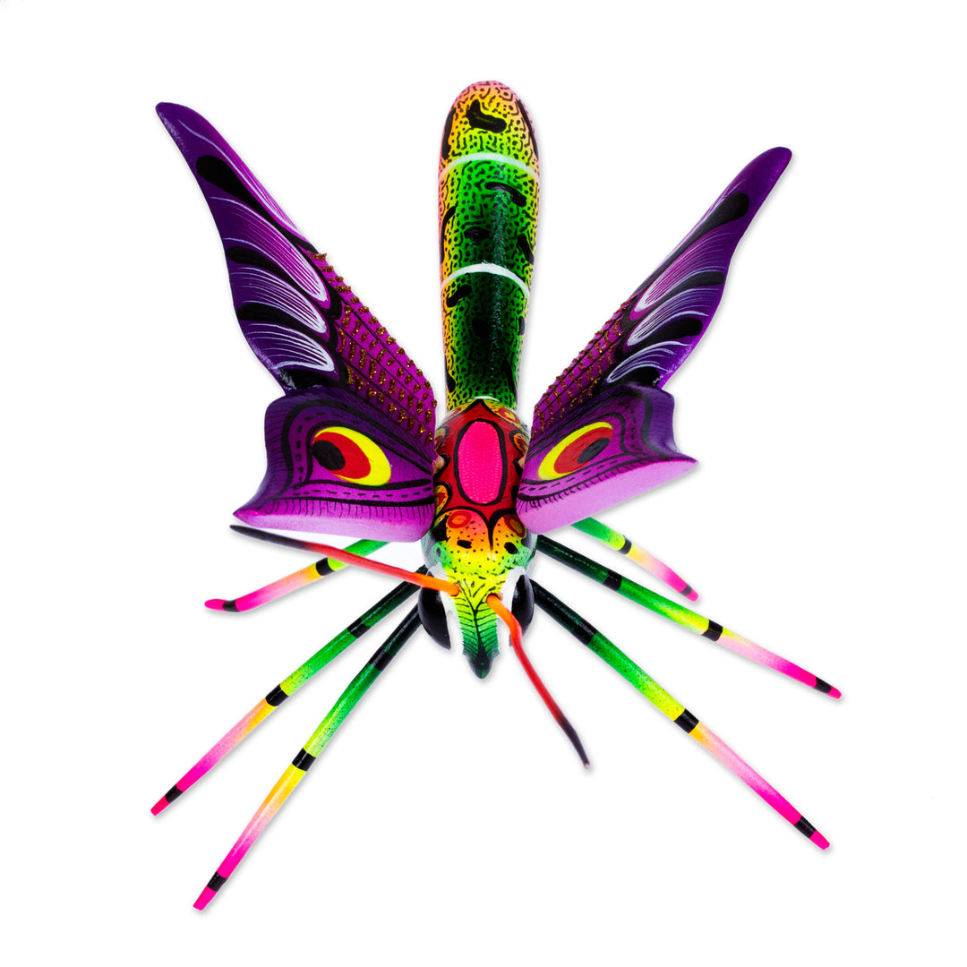 Butterfly-Themed Hand-Painted Copal Wood Alebrije Sculpture - Magical Butterfly