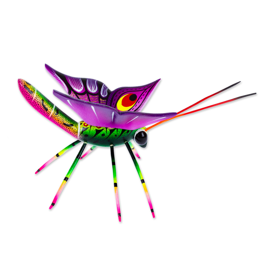 Butterfly-Themed Hand-Painted Copal Wood Alebrije Sculpture - Magical Butterfly