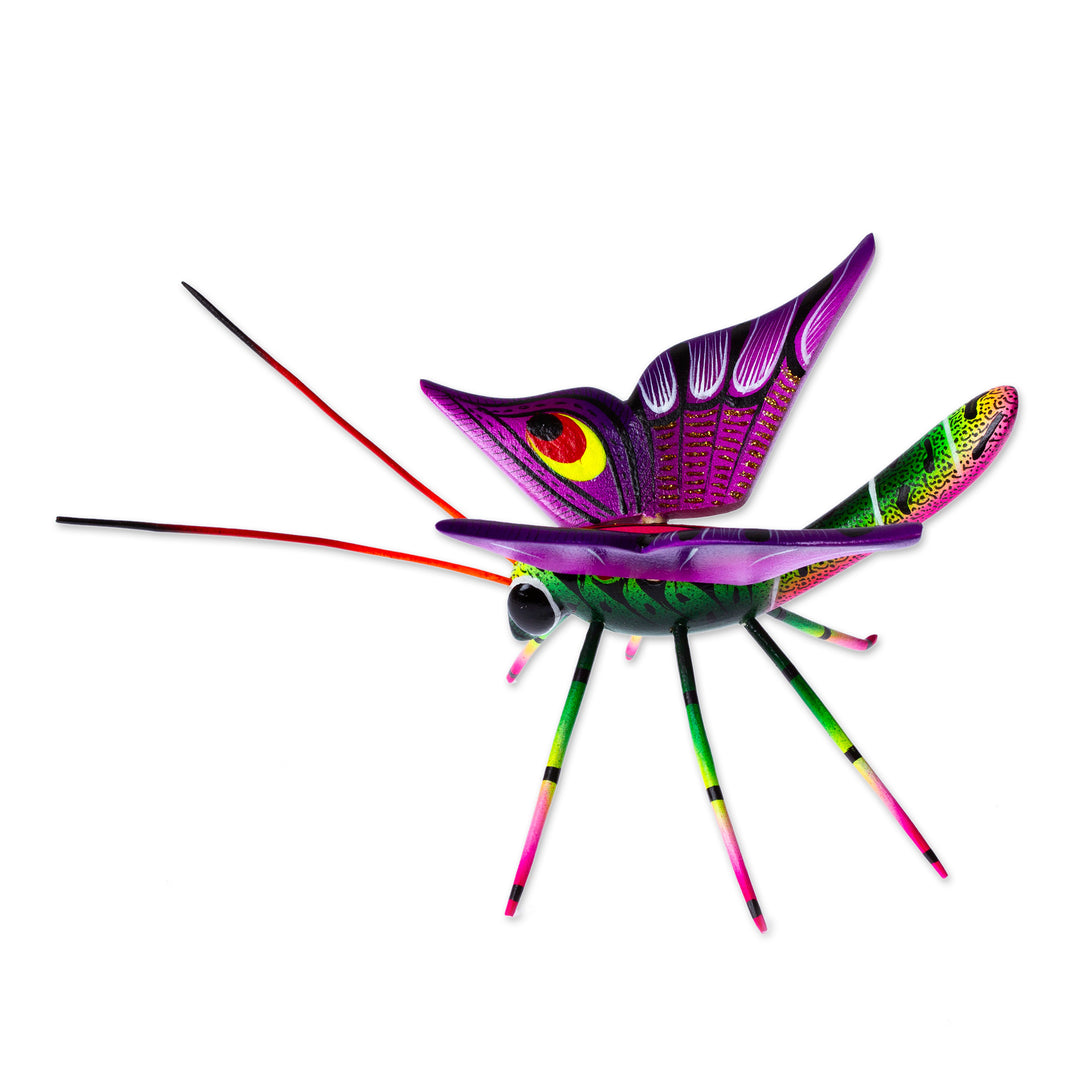 Butterfly-Themed Hand-Painted Copal Wood Alebrije Sculpture - Magical Butterfly