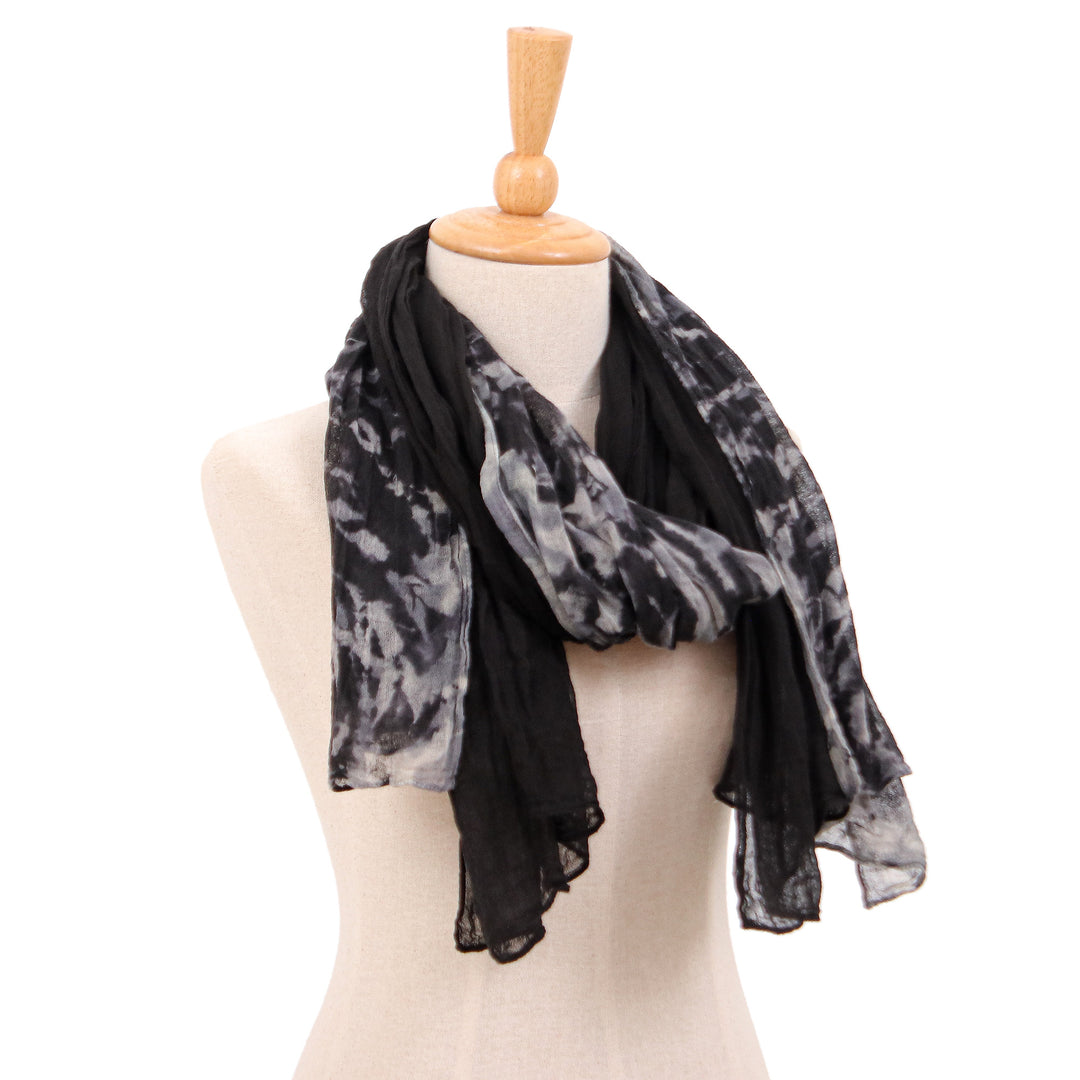 Black and Titanium Grey 2-Piece 100% Cotton Scarves Set - Shadows of Titanium