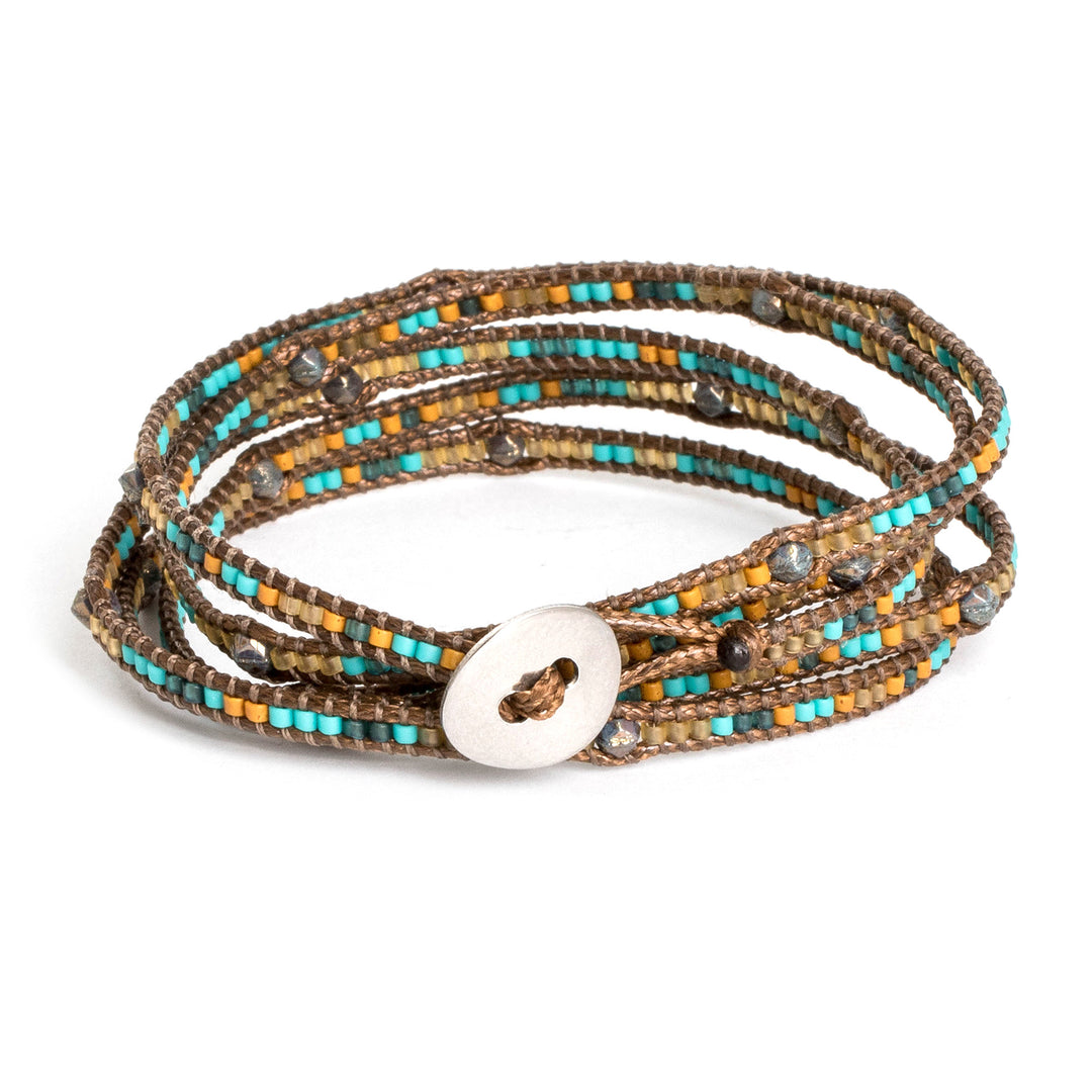 Colorful Handcrafted Wrap Bracelet with Onyx and Glass Beads - Stones of Destiny