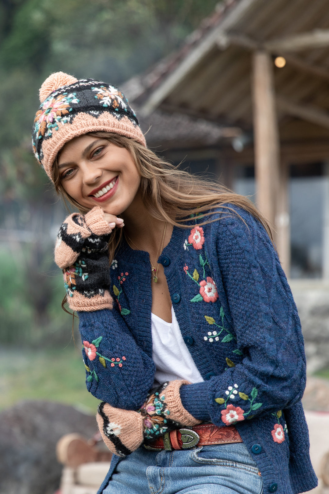 Women's Knit Wool Convertible Mittens Gloves Multicolored - Sundari