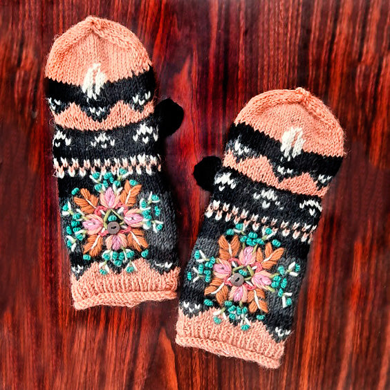 Women's Knit Wool Convertible Mittens Gloves Multicolored - Sundari