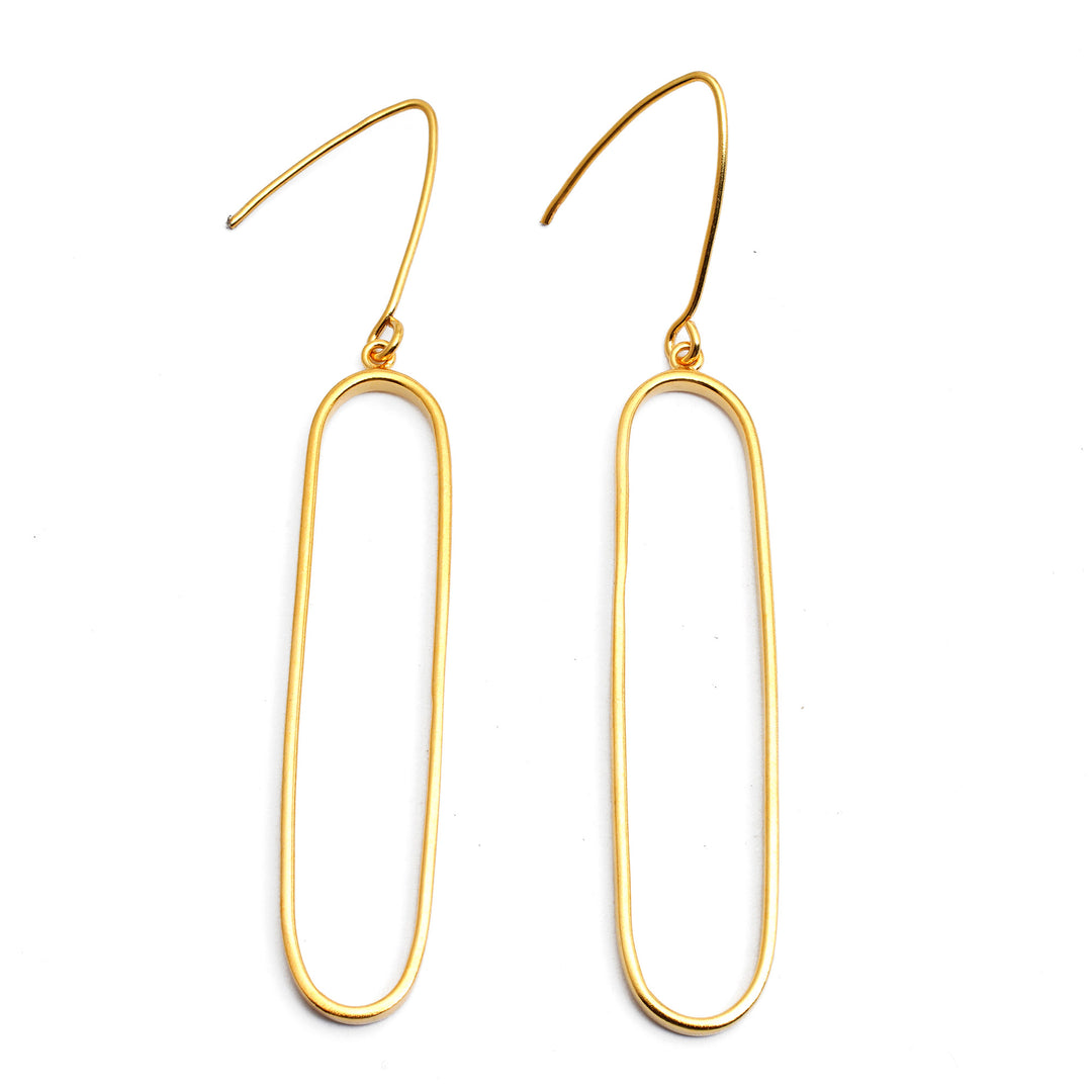 Minimalist Oval-Shaped 18k Gold-Plated Dangle Earrings - Minimalist Silhouettes