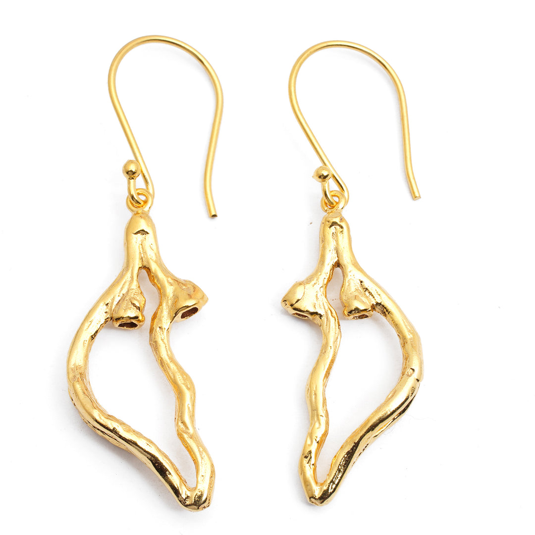 Abstract Half Heart-Themed 18k Gold-Plated Dangle Earrings - Pieces of My Heart