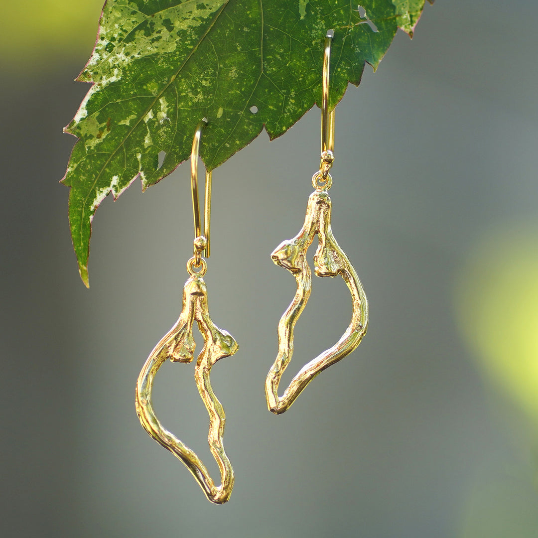 Abstract Half Heart-Themed 18k Gold-Plated Dangle Earrings - Pieces of My Heart