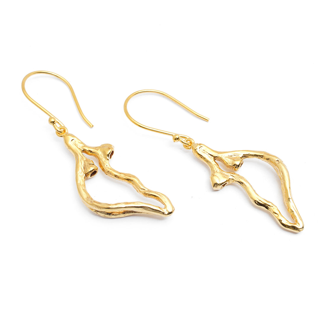Abstract Half Heart-Themed 18k Gold-Plated Dangle Earrings - Pieces of My Heart