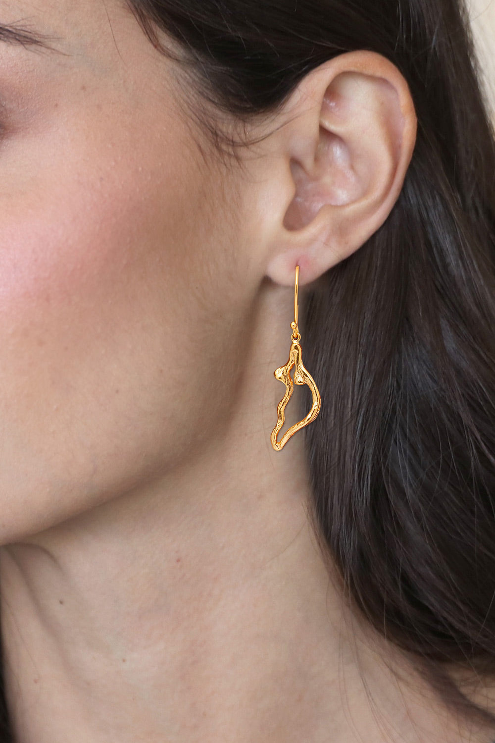 Abstract Half Heart-Themed 18k Gold-Plated Dangle Earrings - Pieces of My Heart