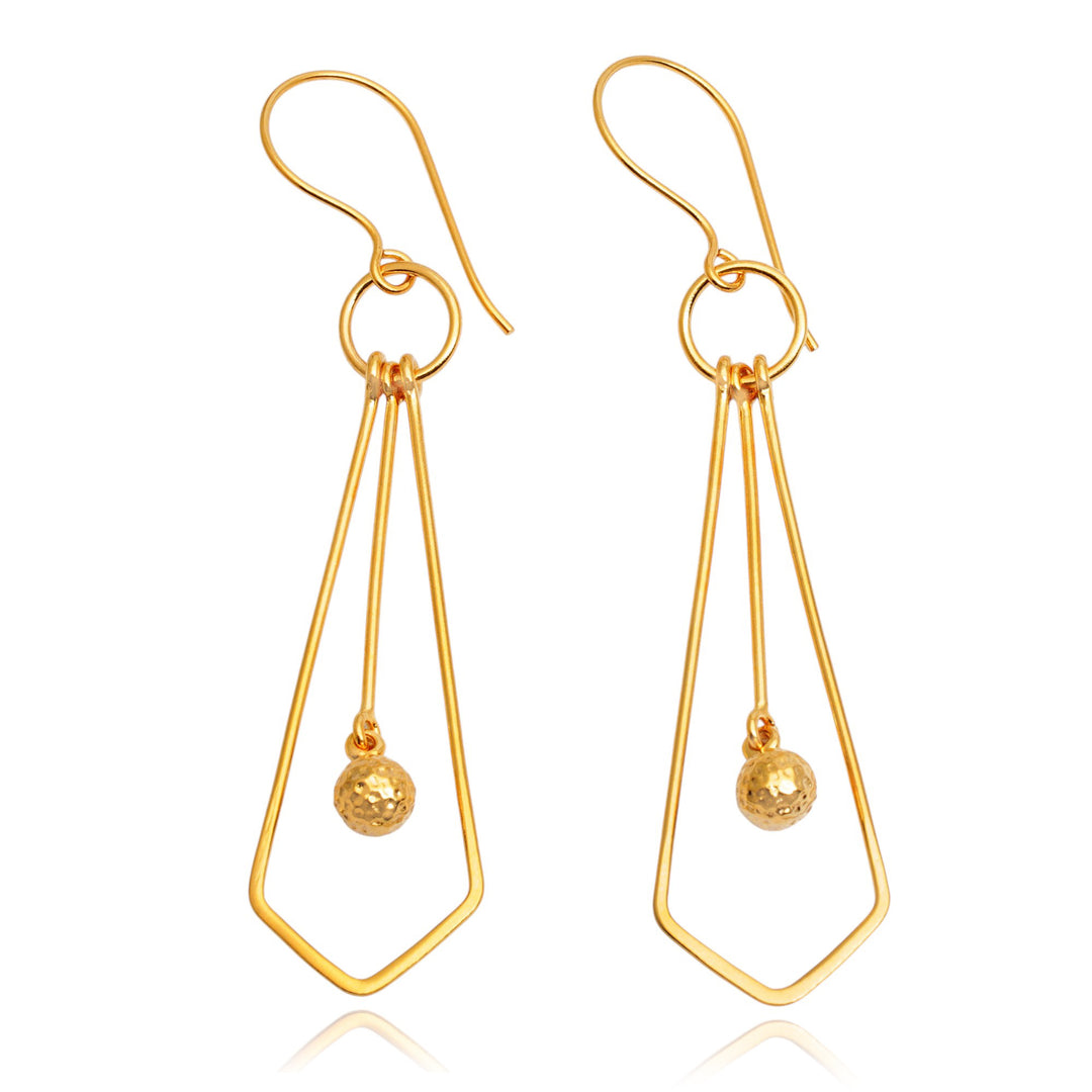 Whimsical Tie-Themed Polished Gold-Plated Dangle Earrings - A Sunshine Tie