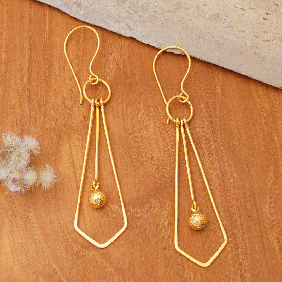 Whimsical Tie-Themed Polished Gold-Plated Dangle Earrings - A Sunshine Tie