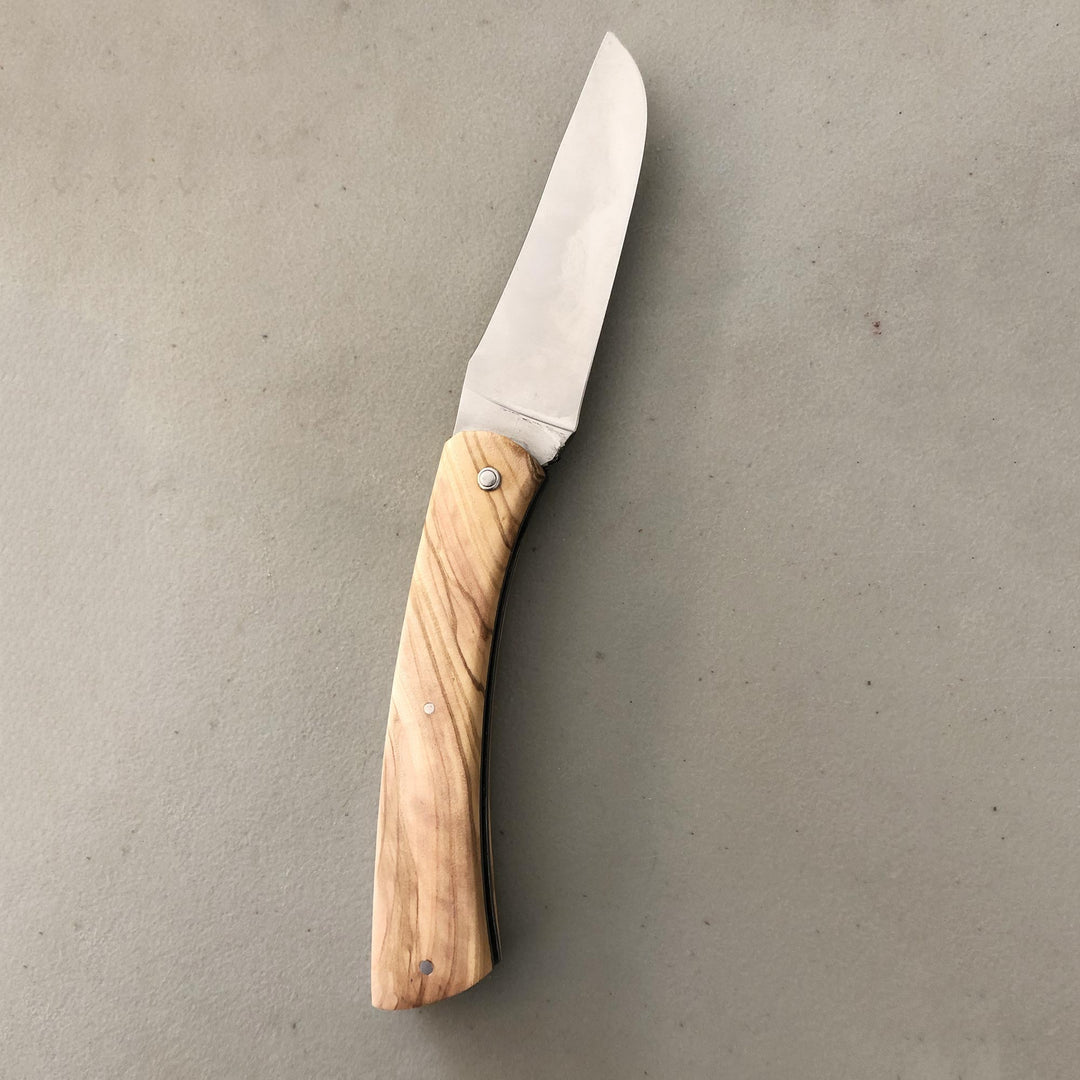 Folding Olive Wood Cheese Knife from France - French Camembert
