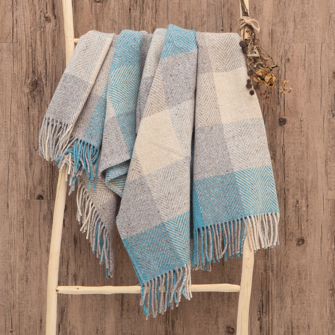Mohair and Wool Blend Plaid Throw Blanket from Ireland - Heritage