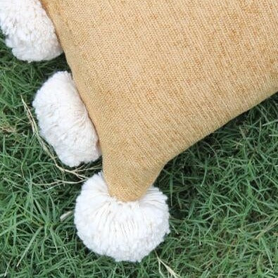 Hand Tufted Embellished Chenille Cushion Cover from India - Sunset Warmth