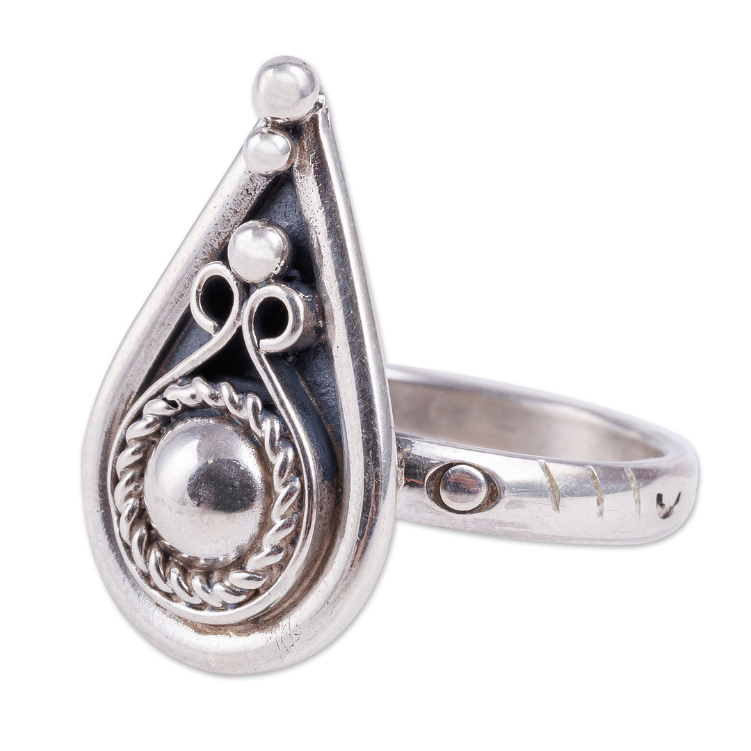 Polished Classic Drop-Shaped Sterling Silver Cocktail Ring - Enchanted Drop