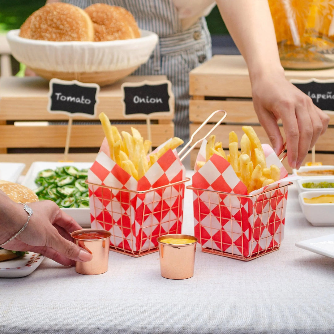 Rose Gold Stainless Steel Fry Basket and Condiment Cup Set - Order Up