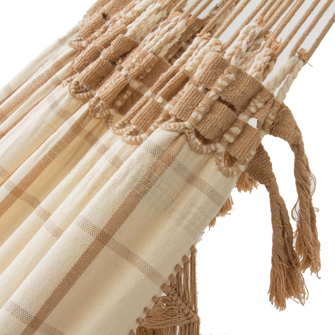 Handwoven Striped Single Cotton Hammock from Brazil - Solitary Pleasure