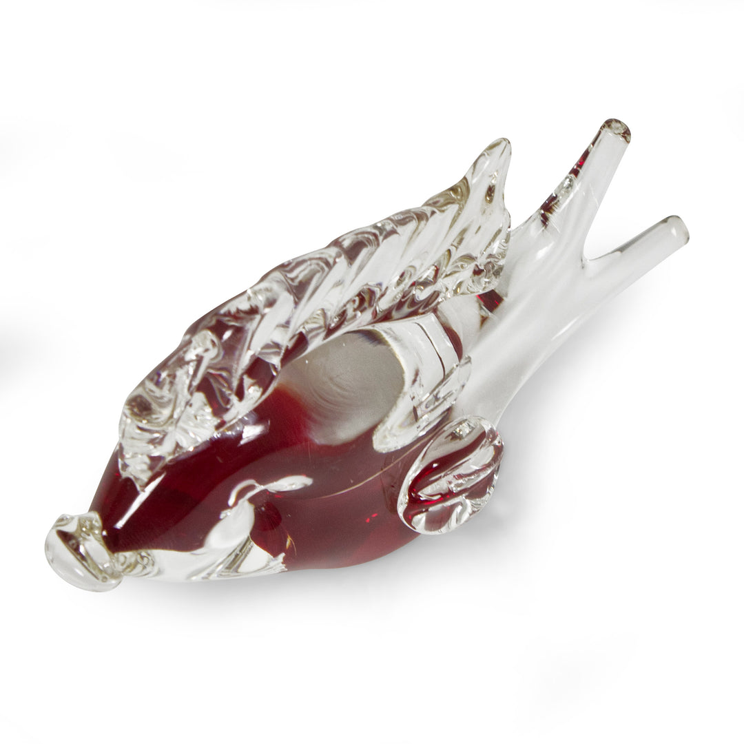 Hand Blown Glass Murano-Inspired Fish Figurine Red Center - Ruby Fish