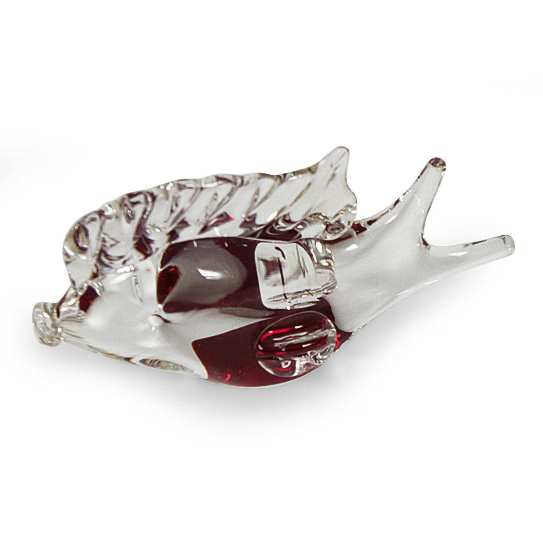 Hand Blown Glass Murano-Inspired Fish Figurine Red Center - Ruby Fish