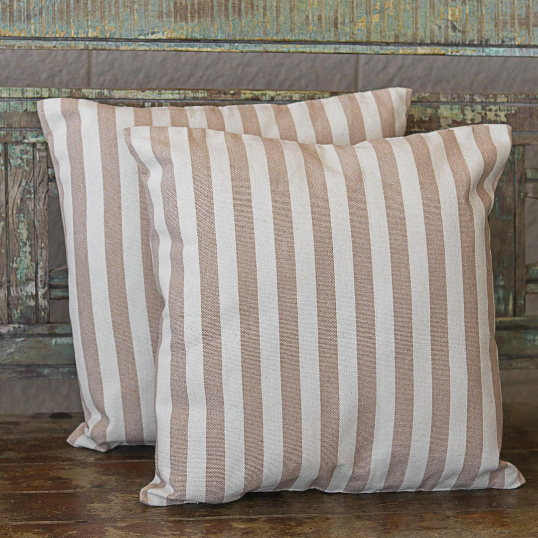 Square Motif Cotton Cushion Covers from Brazil (Pair) - Mesmerizing Square