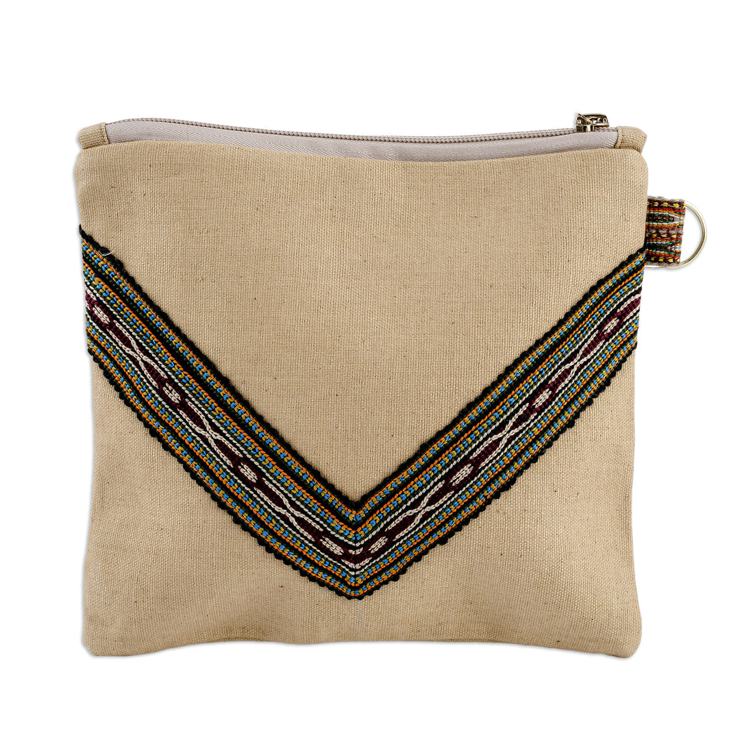 Uzbek Cotton Cosmetic Bag with Hand Embroidered Motifs - Precious Beauty