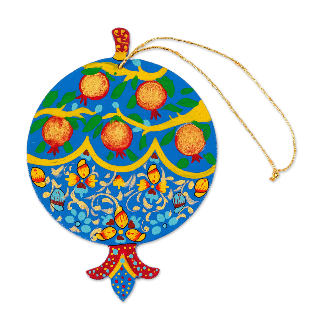 Painted Lacquered Pomegranate-Shaped Walnut Wood Ornament - Classic Pomegranate