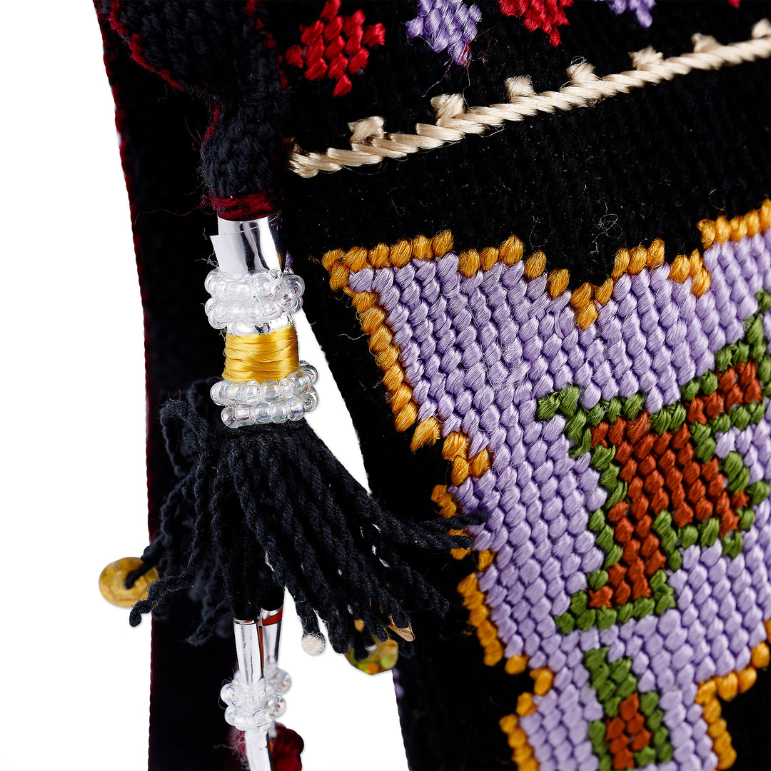 Traditional Iroki Embroidered Black Sling with Tassels - Palatial Nights
