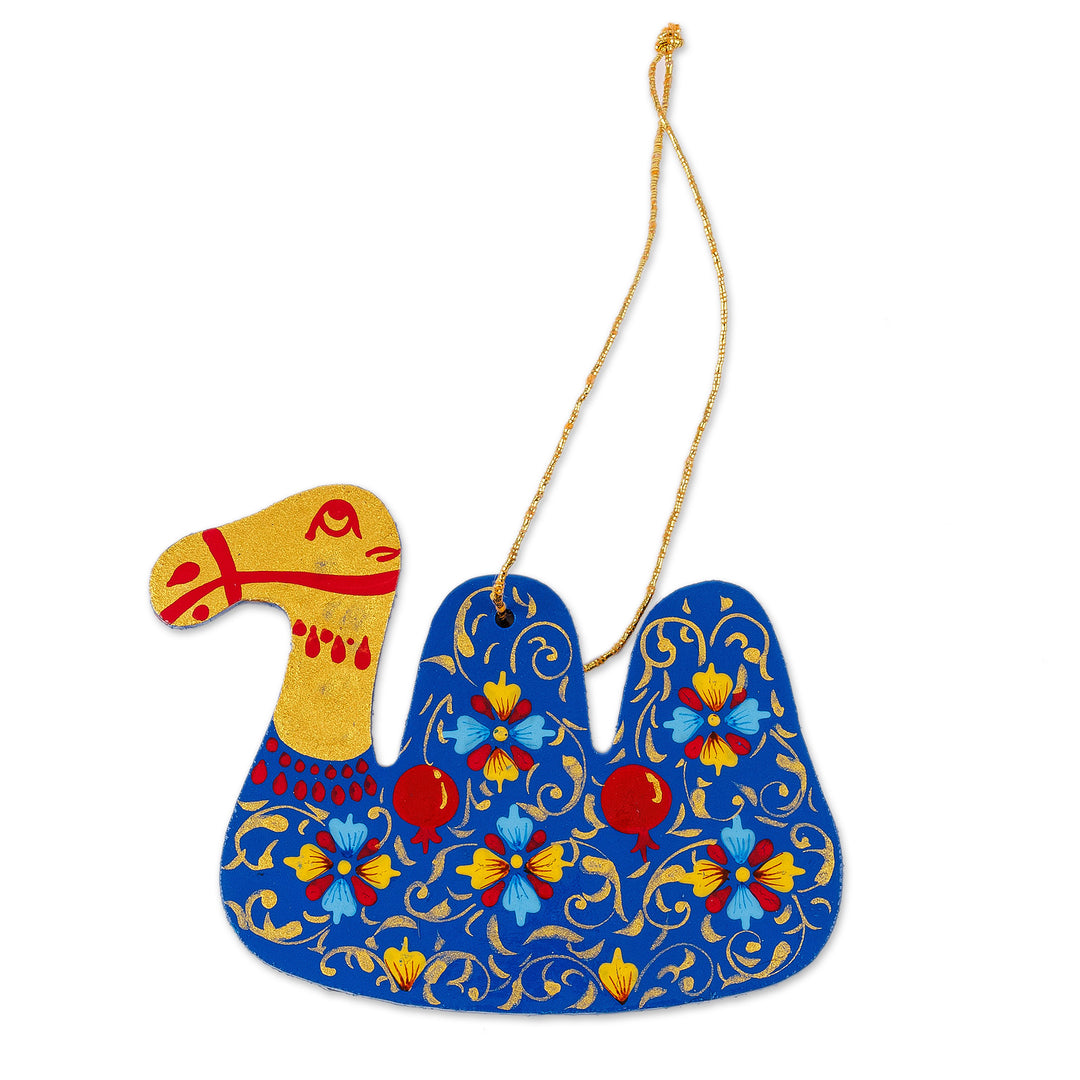 Painted Lacquered Camel-Shaped Walnut Wood Ornament - Classic Camel