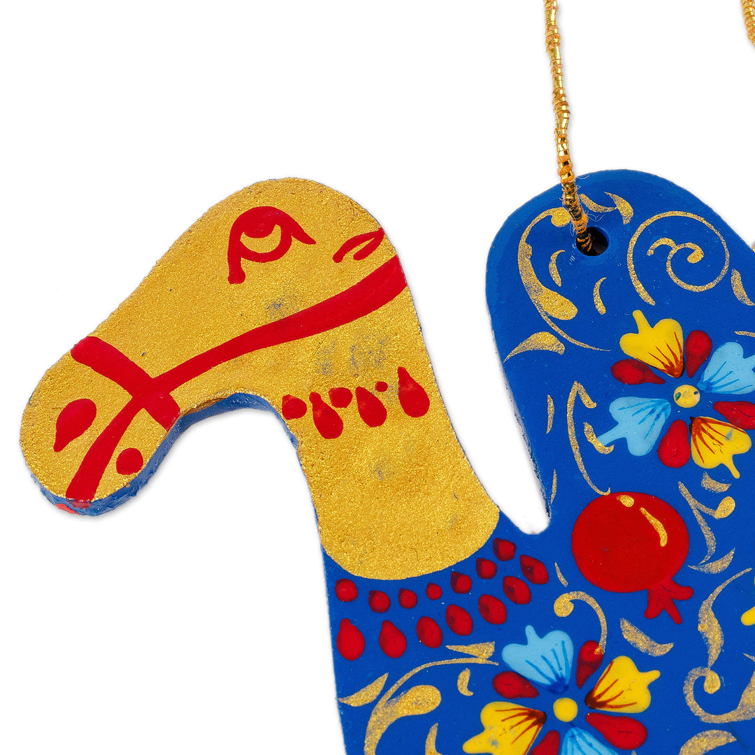 Painted Lacquered Camel-Shaped Walnut Wood Ornament - Classic Camel