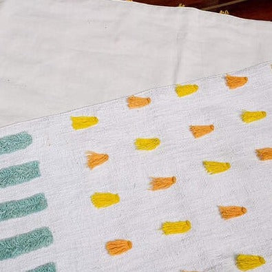 Woven Cotton Shaggy Table Runner from India - Minimalist Marvel