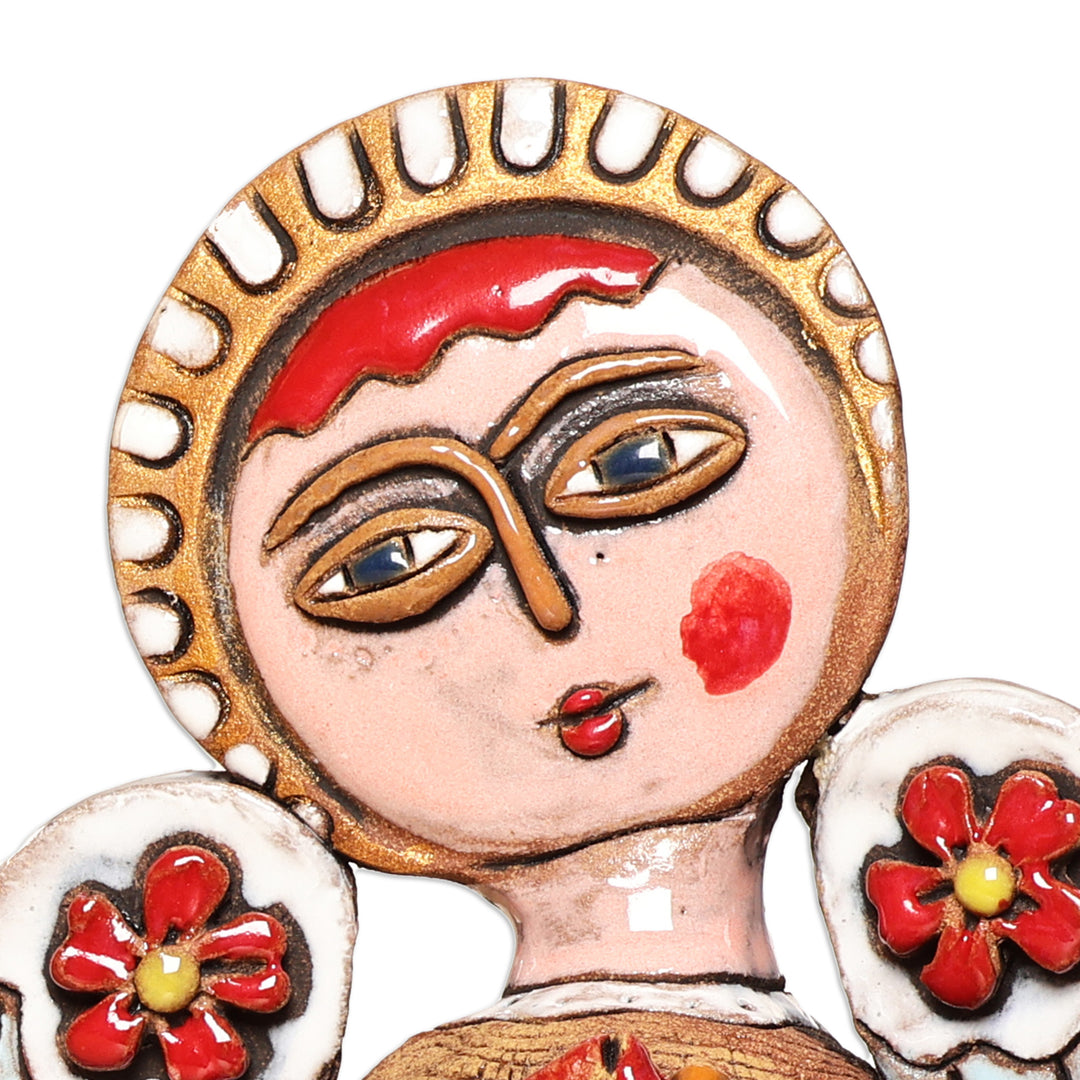 Angel-Themed Handcrafted Painted Ceramic Sculpture - Blessed Home