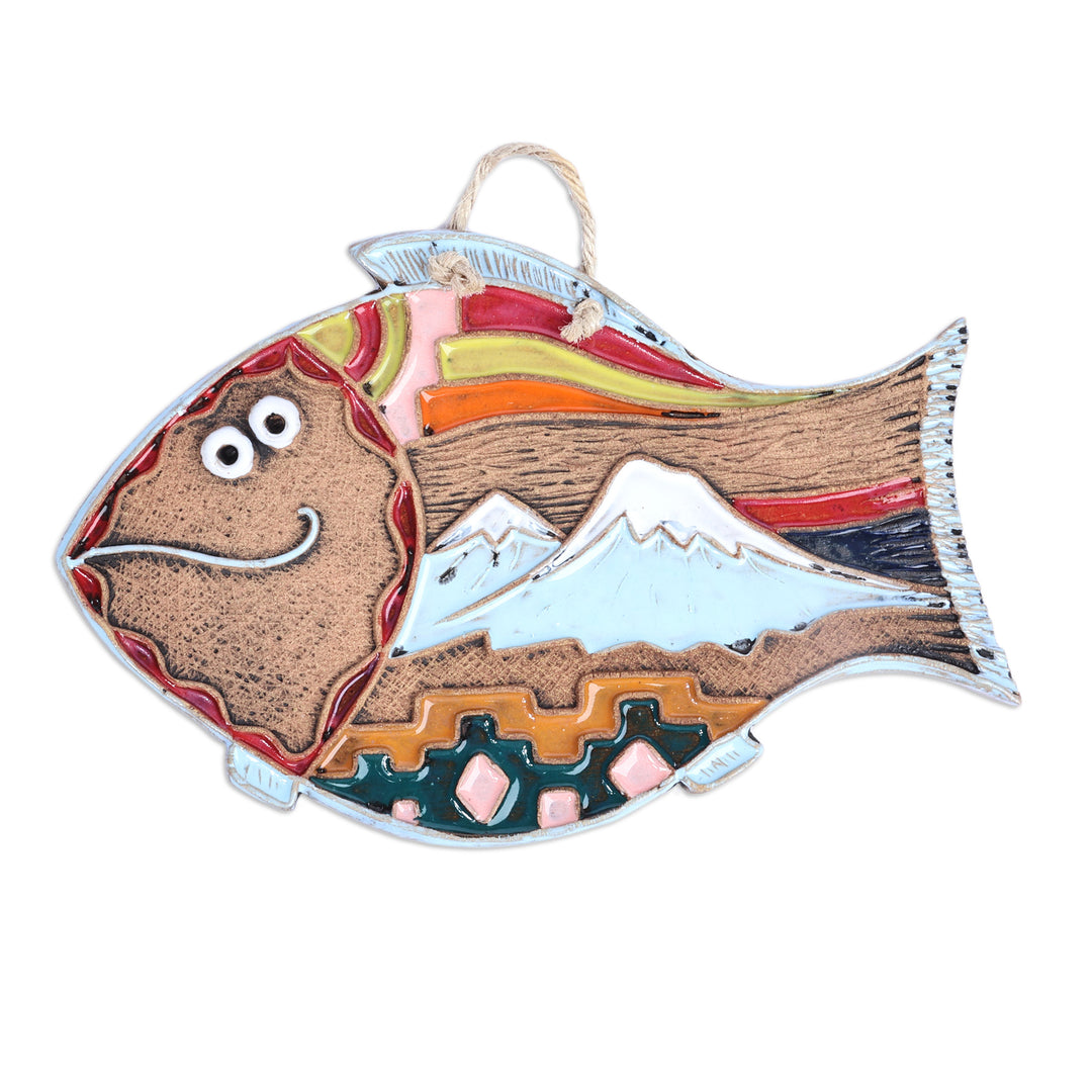 Handcrafted Whimsical Fish-Shaped Ceramic Wall Art - Flying Fish
