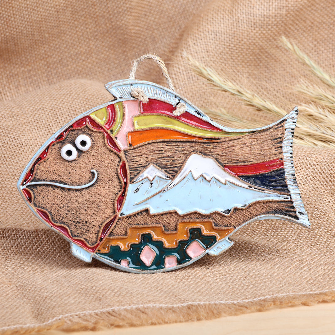 Handcrafted Whimsical Fish-Shaped Ceramic Wall Art - Flying Fish
