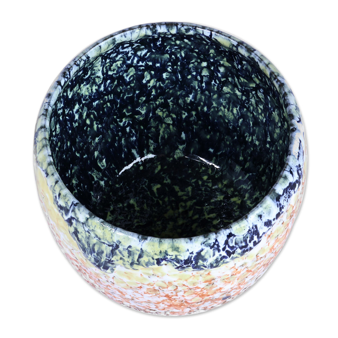 Handcrafted Modern Warm-Toned Ceramic Bowl Vase - Intense Action