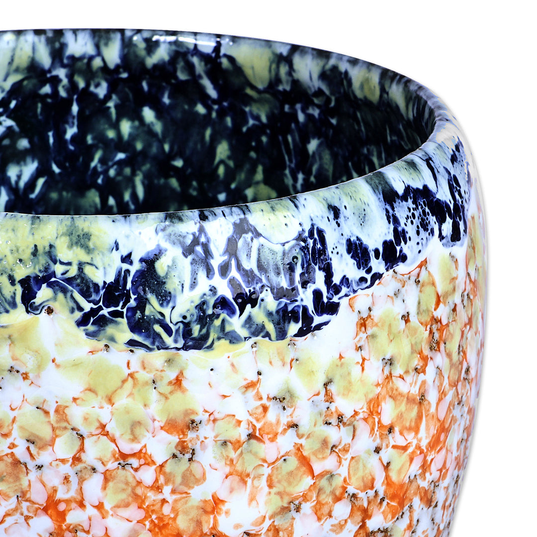 Handcrafted Modern Warm-Toned Ceramic Bowl Vase - Intense Action