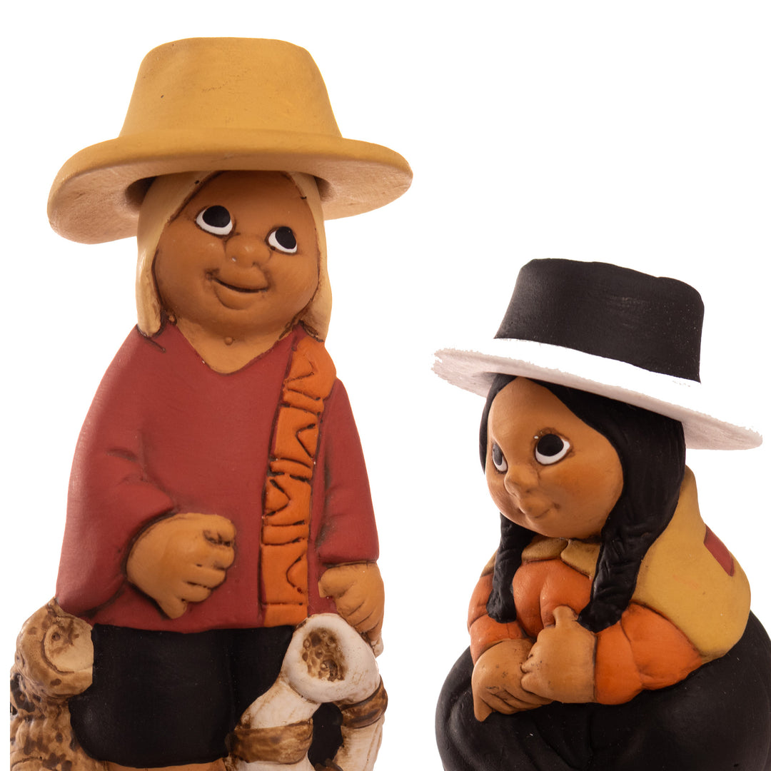Andean-Themed Painted 7-Piece Ceramic Nativity Scene Set - Miracle in Ayacucho