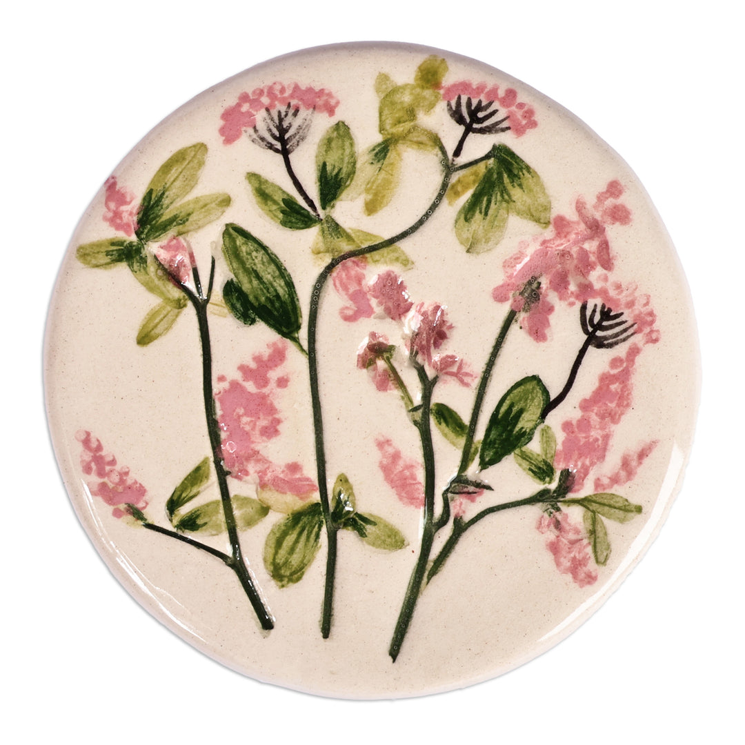 Hand-Painted Glazed Ceramic Jewelry Box with Floral Motif - Flowers and Dots