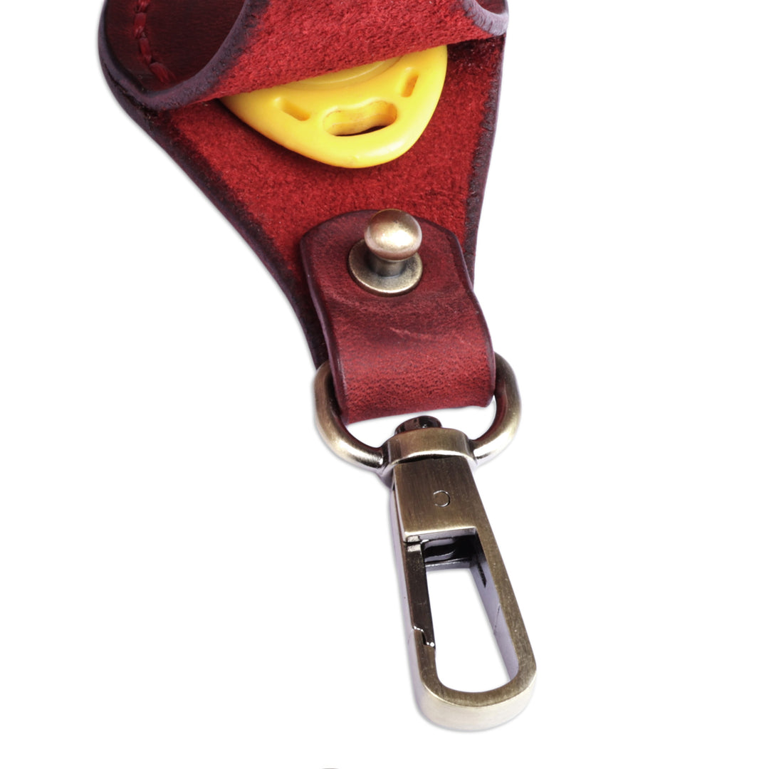 100% Red Leather Earbud Holder and Keychain Set - Lucky Melody in Red